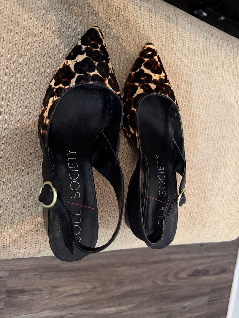 Sole Society Leopard-Print Pointed Slingback Flats